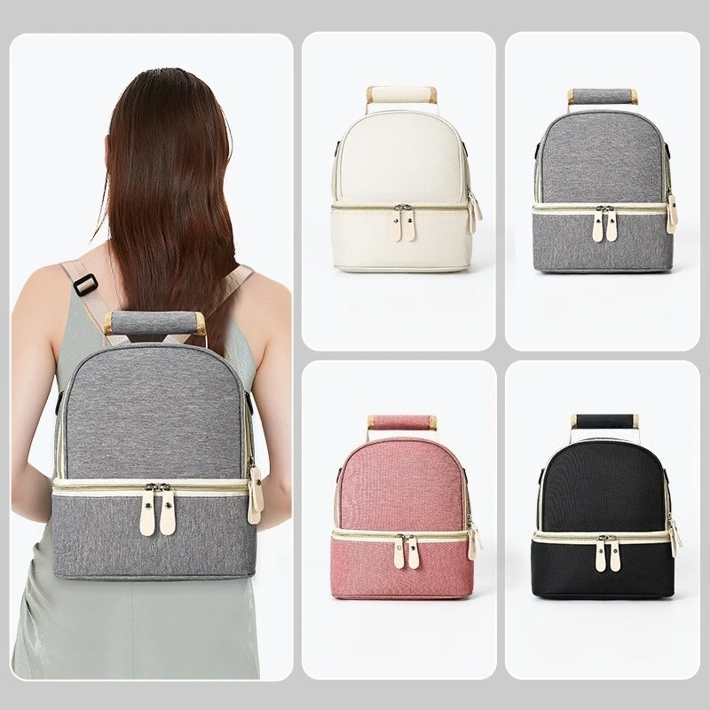 حقيبة حليب الثدي بطبقة مزدوجة INS كاجوال عصرية معزولة لتخزين الرضاعة الطبيعية حقيبة سفر محمولة للاستخدام الخارجي للأمهات #3