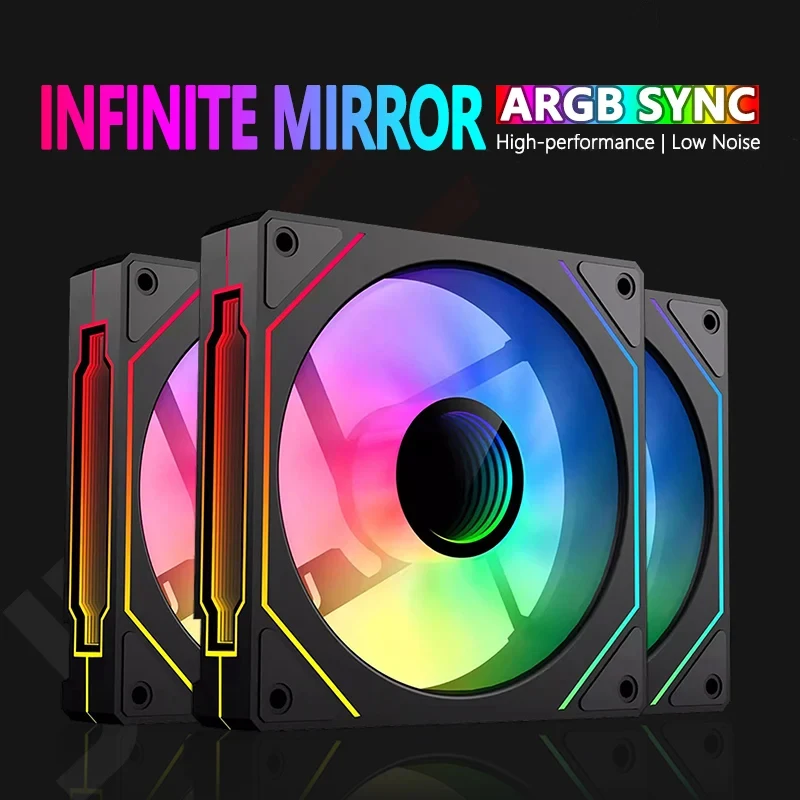 Prism 4Pro ARGB PC Case Fan 120mm Infinite Mirror 5V 3PIN Motherboard Lighting Sync 4PIN PWM