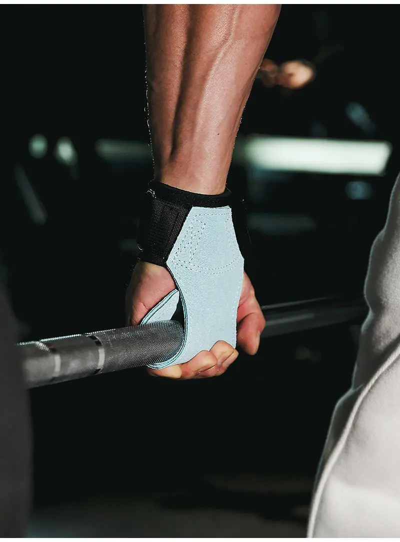 Cowhide Weight Lifting Straps Men Fitness Wrist Support Gloves Hand Grips for Deadlift Pull Up Horizontal Bar Strength Training