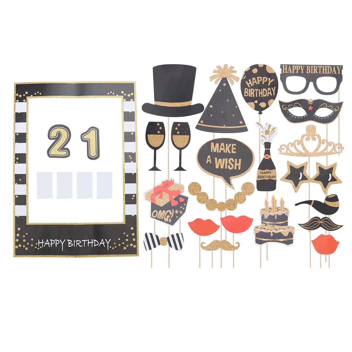

22pcs Photo Frame Accessories Birthday Props Decorations Suite Wooden Gift Quality Material DIY Package Includes Glue Toothpick