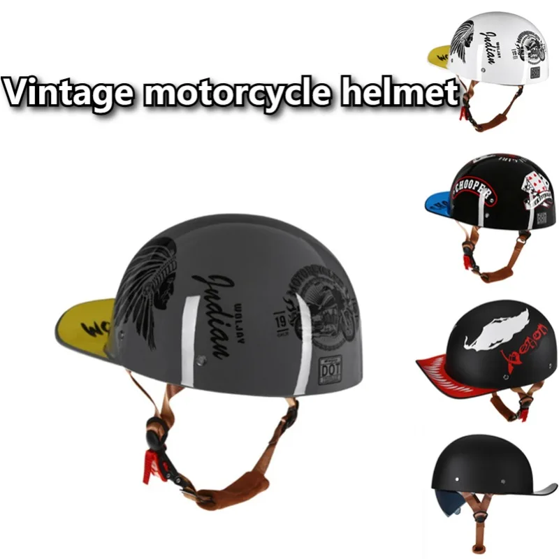 

Vintage Motorcycle Helmet for Men Women Retro Baseball Cap Style Helmet Small Shell Light Safety Helmet