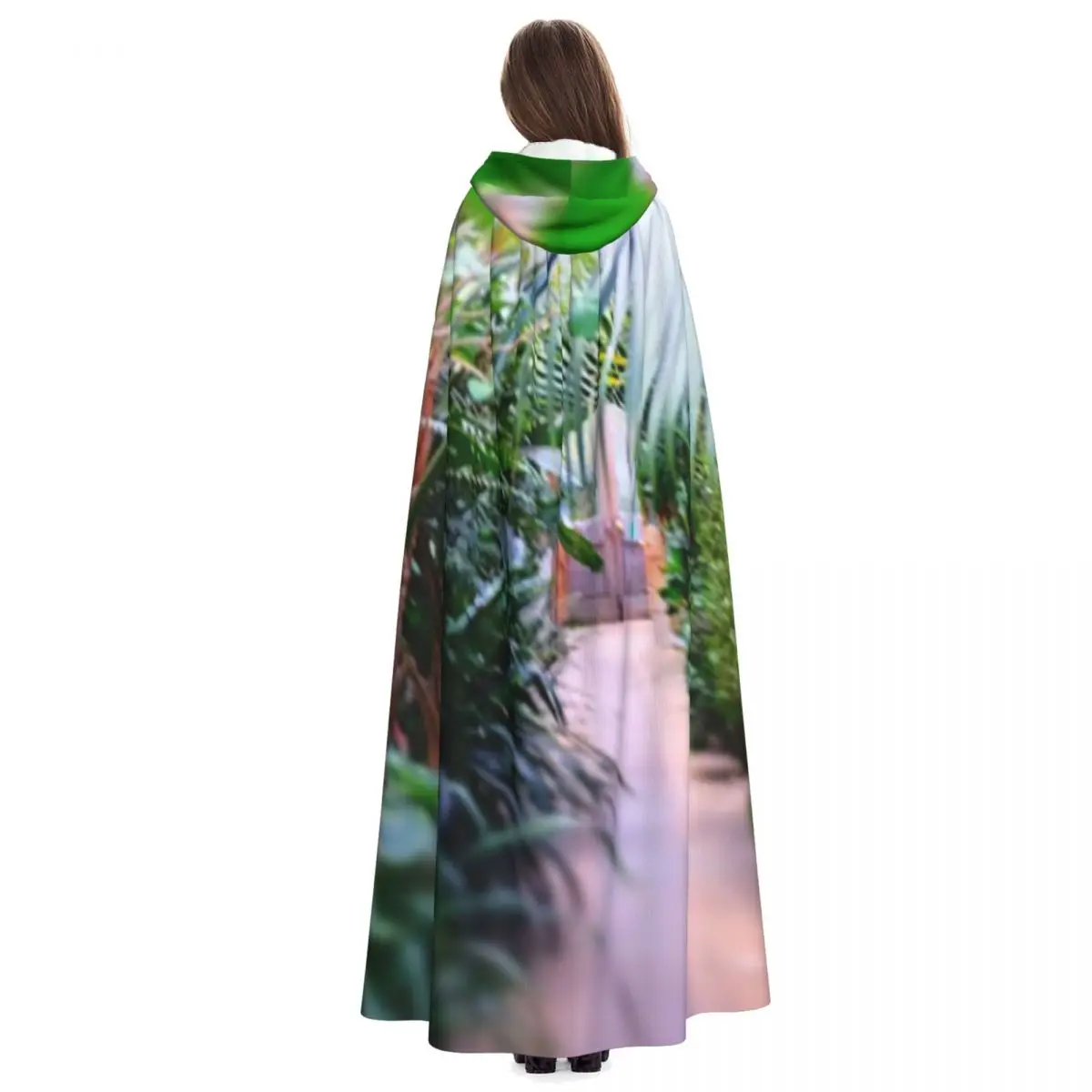 Path Through The Jungle Long Hooded Cloak Witch Medieval Costume Cosplay Cape HalloweenParty Adult Unisex