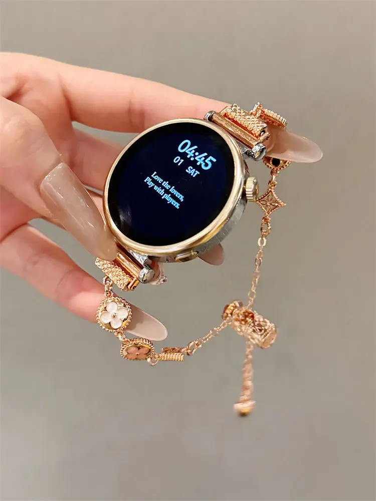 화웨이 GT5/GT5 Pro/GT4/GT2/3/4 22mm/20mm/18mm 시계 스트랩에 적합한 클로버 금속 유화