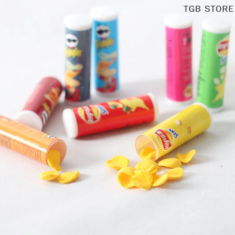 4 قطعة محاكاة مصغرة ABS رقائق البطاطس زجاجة المطبخ الغذاء لعبة 1:12 دمية الديكور #3