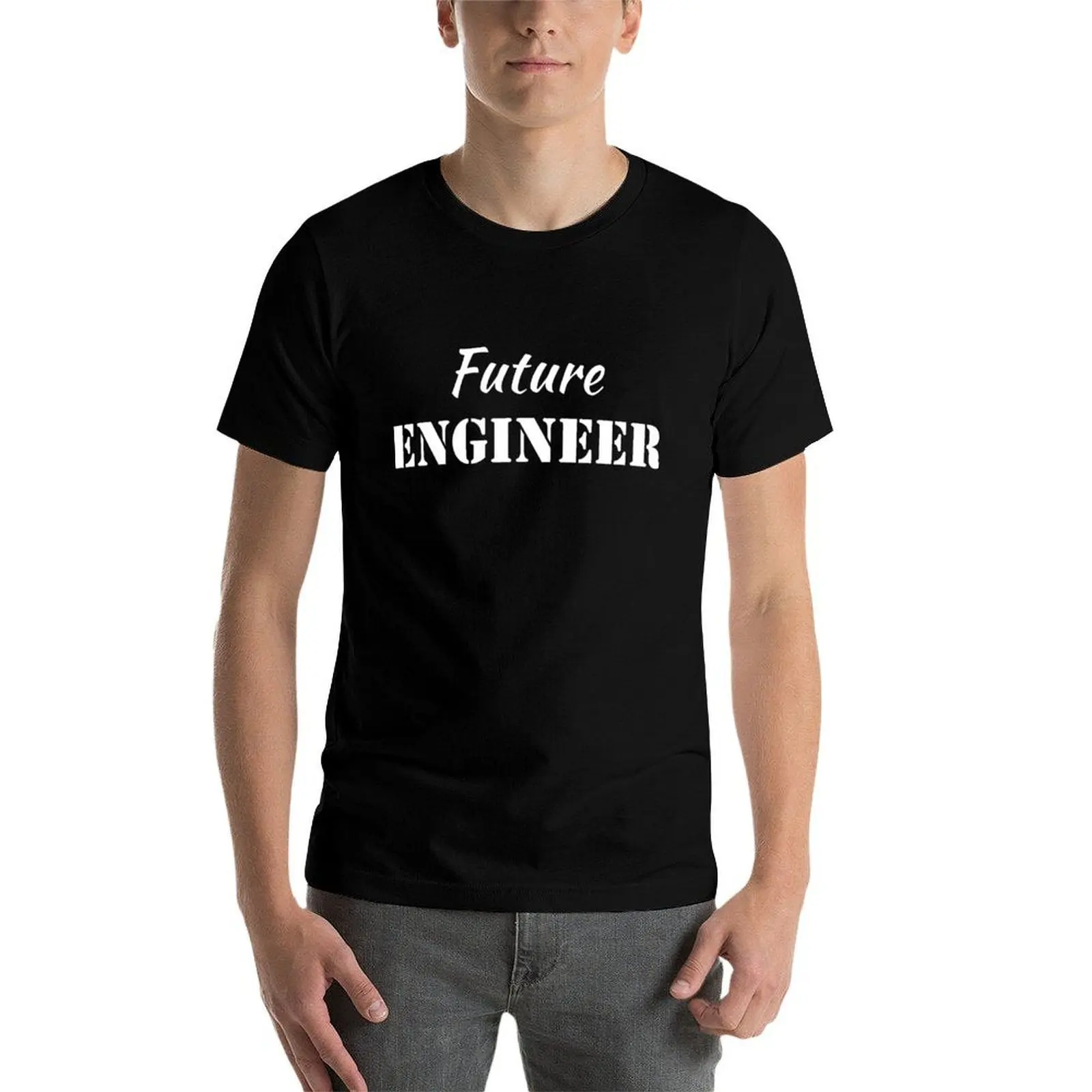 تي شيرت Future Engineer للرجال، تي شيرت برسومات بيضاء للرجال