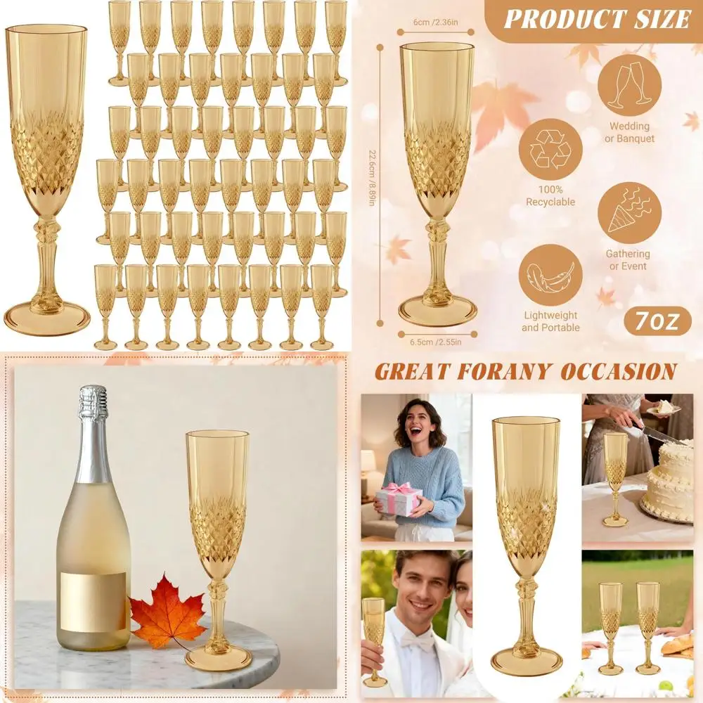 

Набор многоразовых флейтков для шампанского из 4 шт., золотые бокалы для свадеб, девичьих вечеринок, тостов и специальных мероприятий