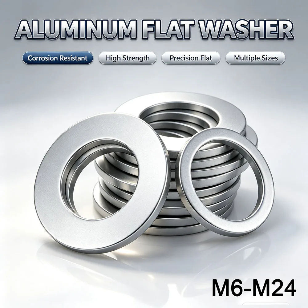 Aluminum Flat Washers M6 M8 M10 M12 M14 M16 M18 M20 M22 M24 Metric Aluminium Metal Spacers Gaskets Hardware Faterners DIY Washer