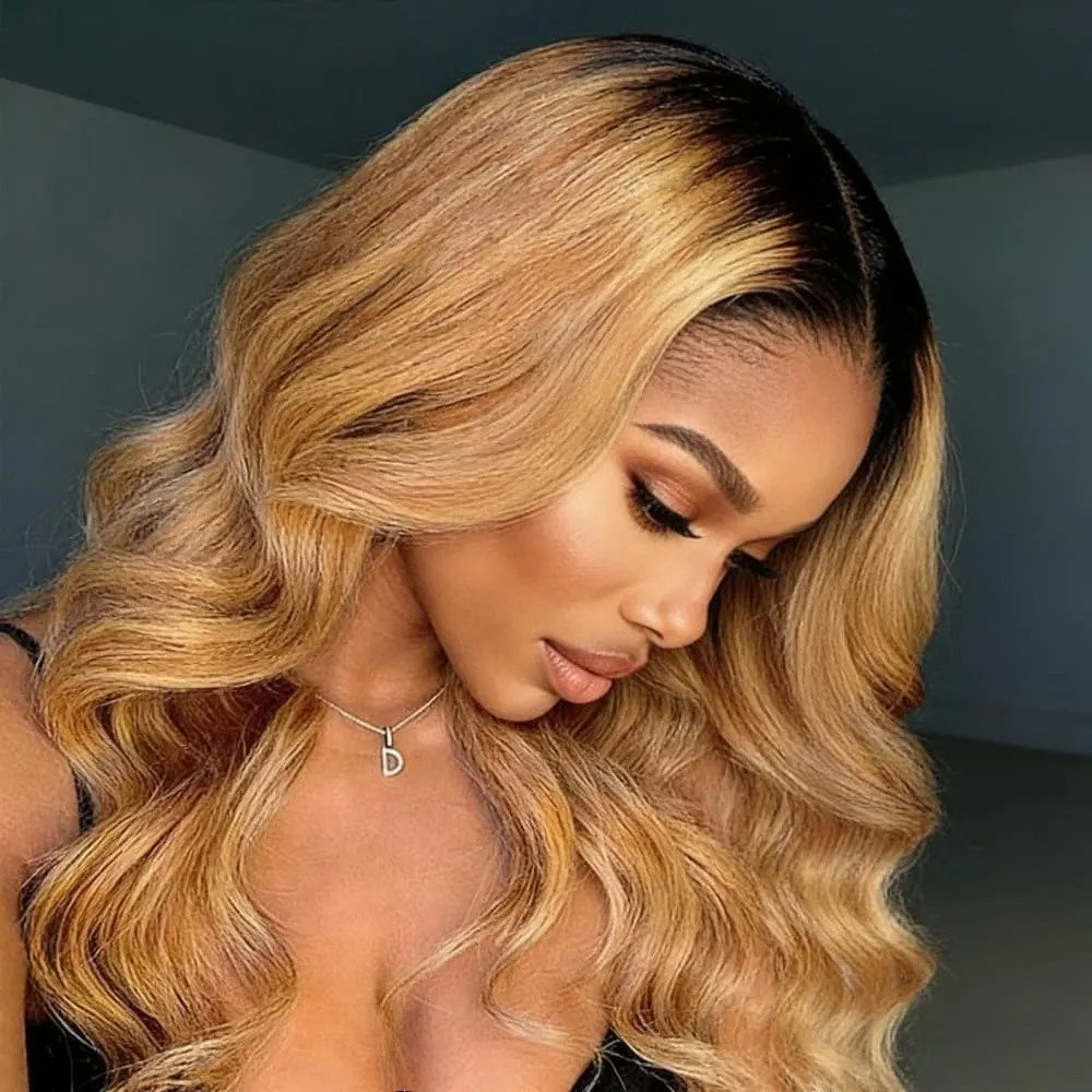 

Парик с эффектом свободной волны, омбре: коричневые корни, пепельно-русый, с волнистыми прядями, на кружевной основе 13x4 HD, плотность 200%, из натуральных человеческих волос, для женщин