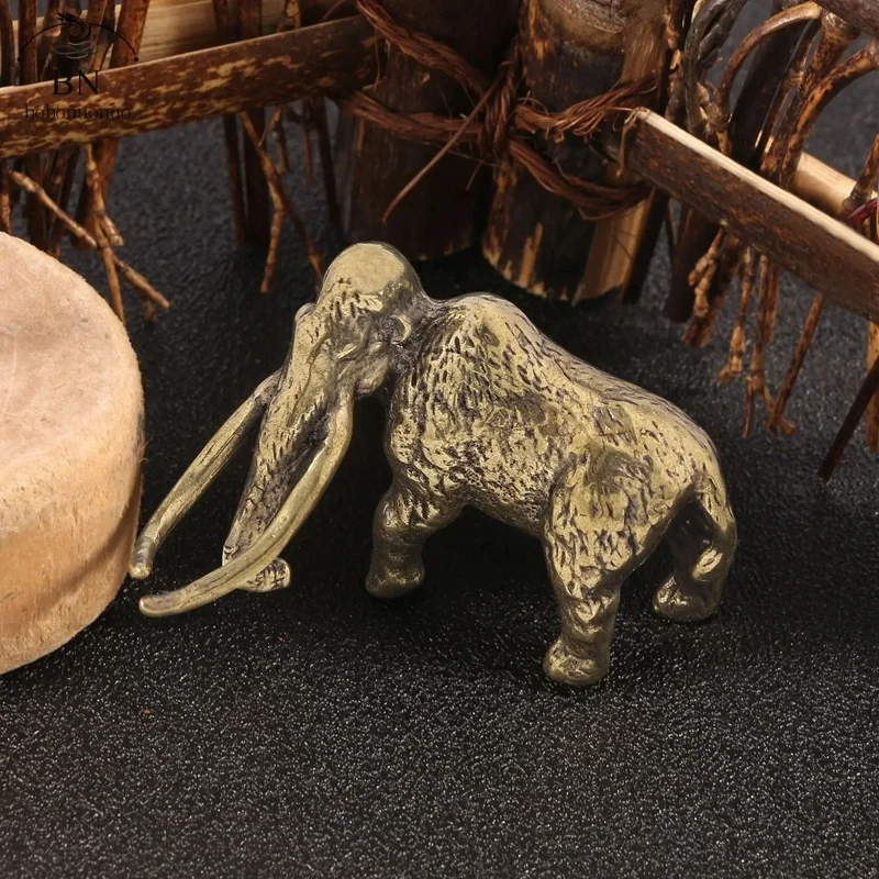 Brass Woolly Mammoth Figurines Extinct Animals Collectible Copper Sculpture Home Desktop Decoration Retro Style Ornaments