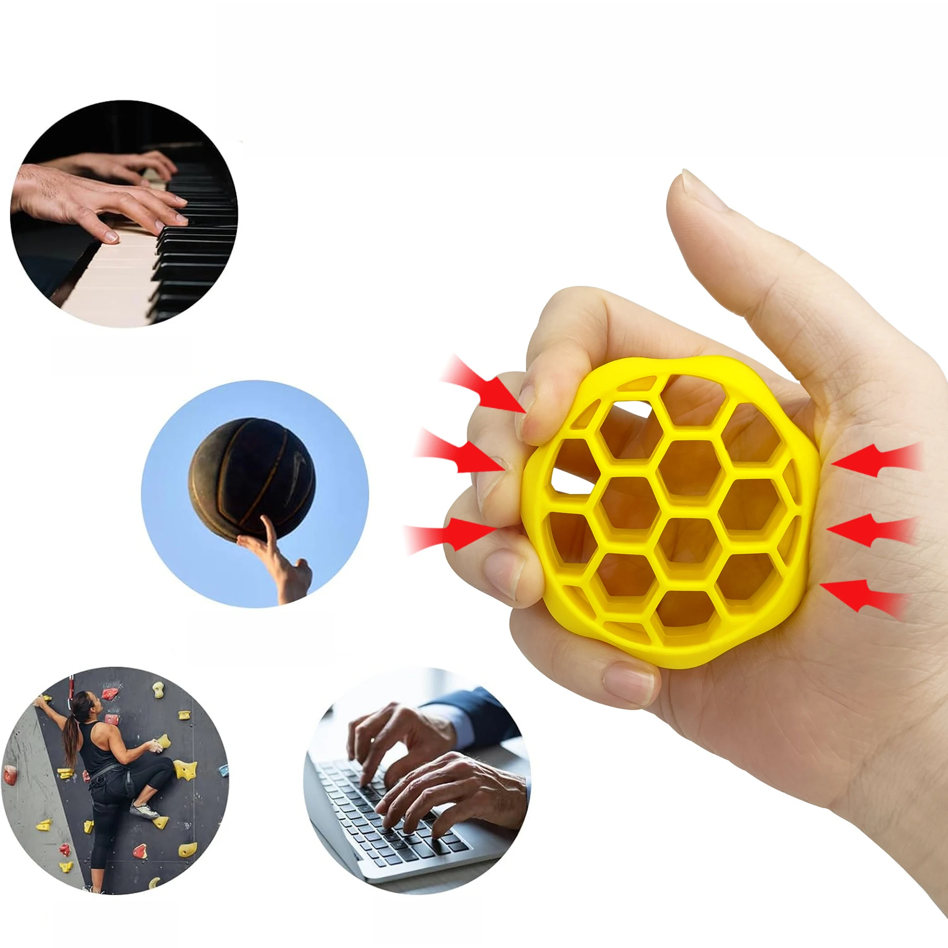 2Pcs Honeycomb Finger Strength Grip Ring Elastic Silicone Wrist Gripper Ring Mini Muscle Building for Rehabilitation Training