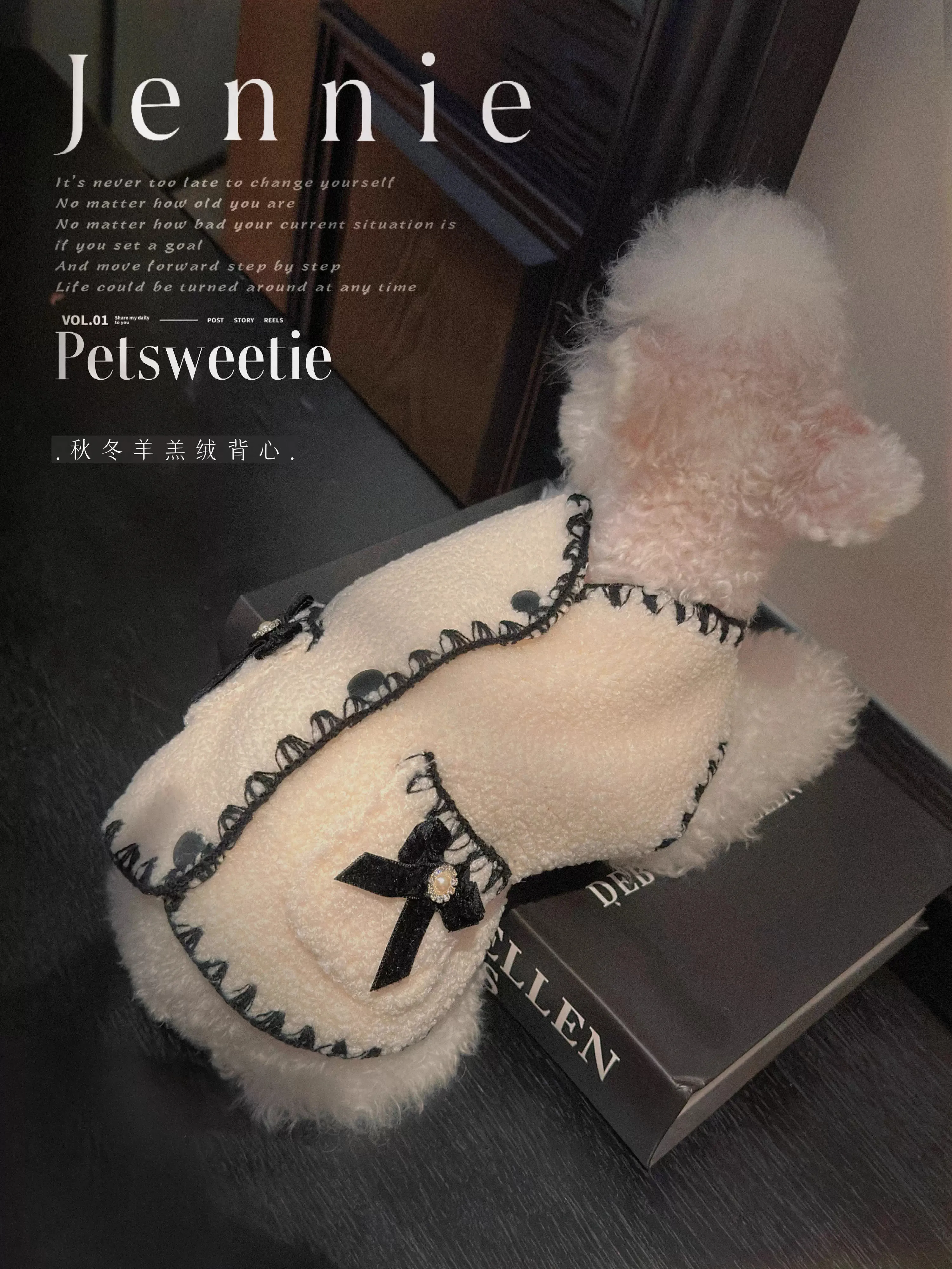 

Classic Brand Design Lambskin Warm Pet Coat In Jennie Style - Fashionable Dog Cotton Coat