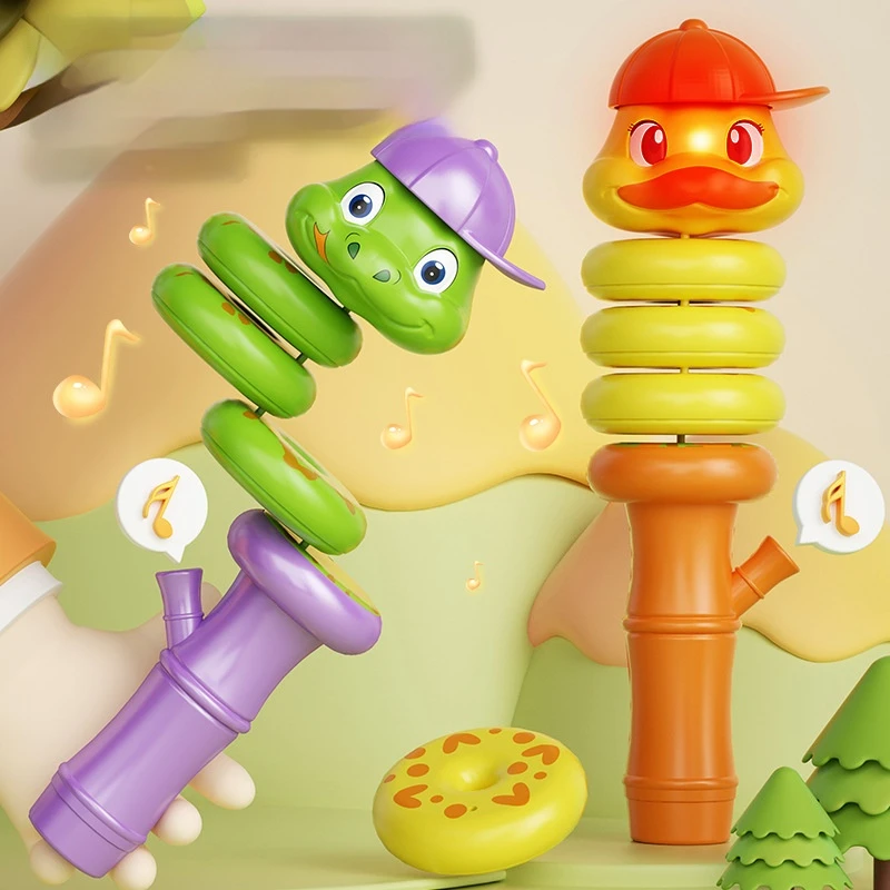 2in1 Whistle Twisting Snake Duck Toy Balance Swing Rotating Insect Greedy Eating Snake Toy Kid Decompression Funny Toy Xmas Gift