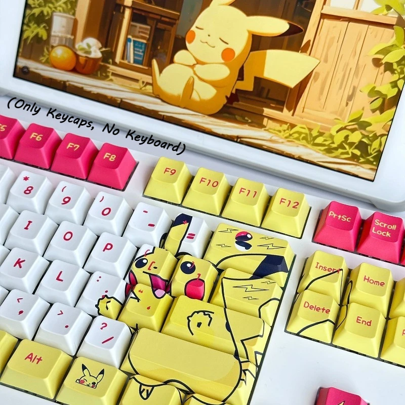 juego-de-108-teclas-de-dibujos-animados-de-pikachu-para-teclados-mecanicos-accesorios-teclas-con-tema-de-pokemon-teclas-de-sublimacion-de-altura-de-cereza