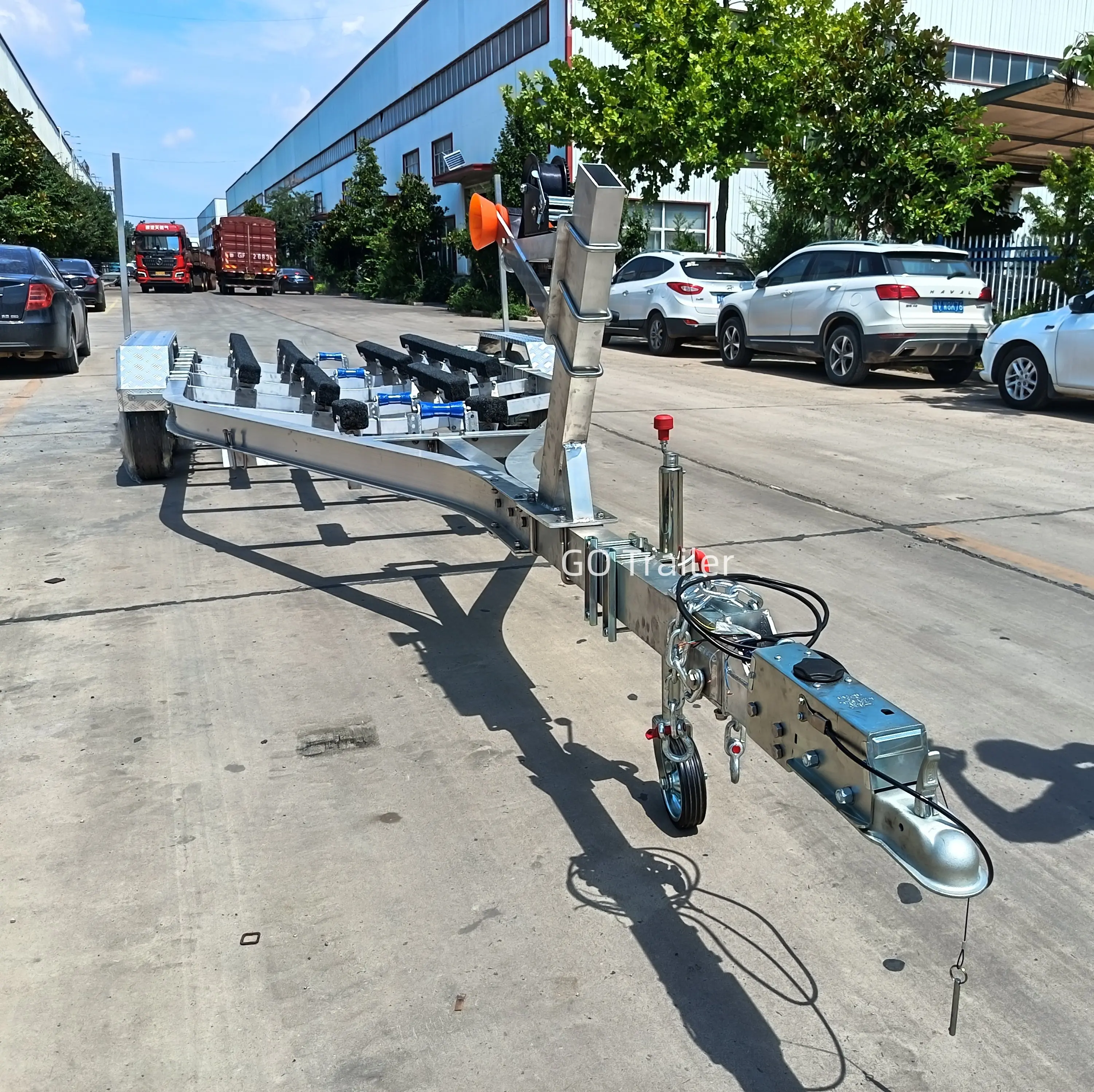 2000KG GVWR Aluminum Alloy Marine Boat Trailer Tandem Yacht Boat Trailer Dinghy Boat Trailer with Guide Bar