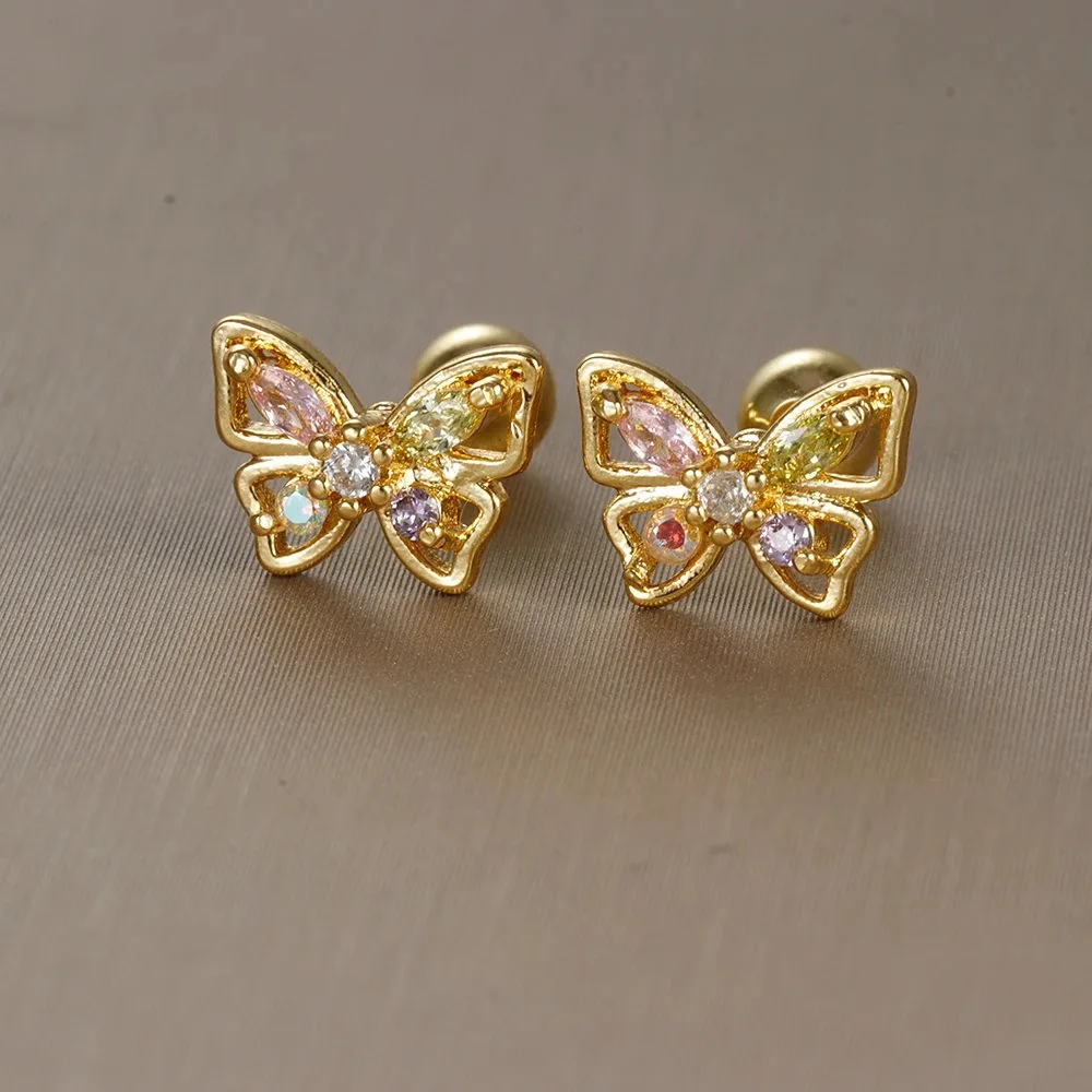 Fashion Crown Snowflake Butterfly Star Moon Earrings Set For Women Colorful Zircon Aesthetic Earring Korean Jewelry Gifts ﻿