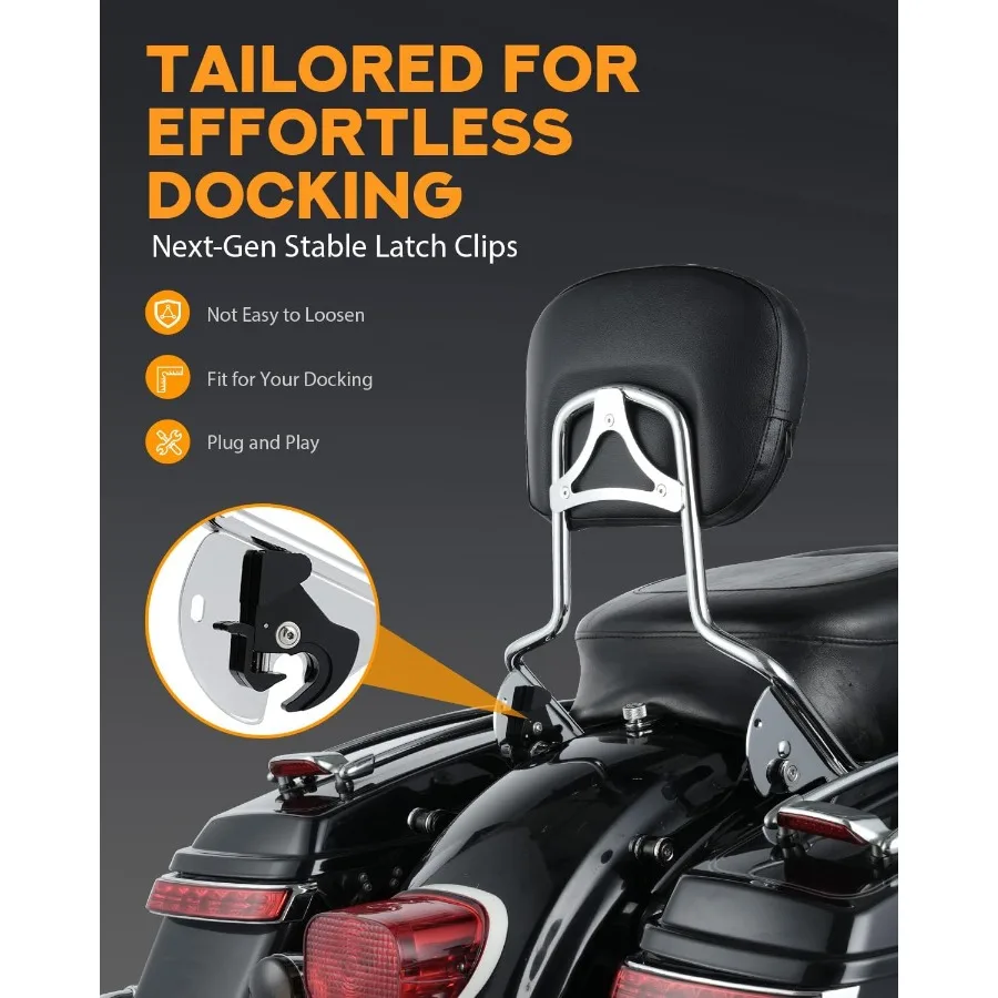 مسند ظهر سيسي بار لموديلات Harley Davidson Touring 2009 ولمسة نهائية كروم لاحقة تعزز راحة الراكب ودعم الركاب