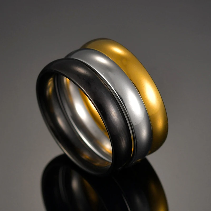 3Colors Simple Smooth Rings European and American popular simple Creativity men's stainless steel 4M