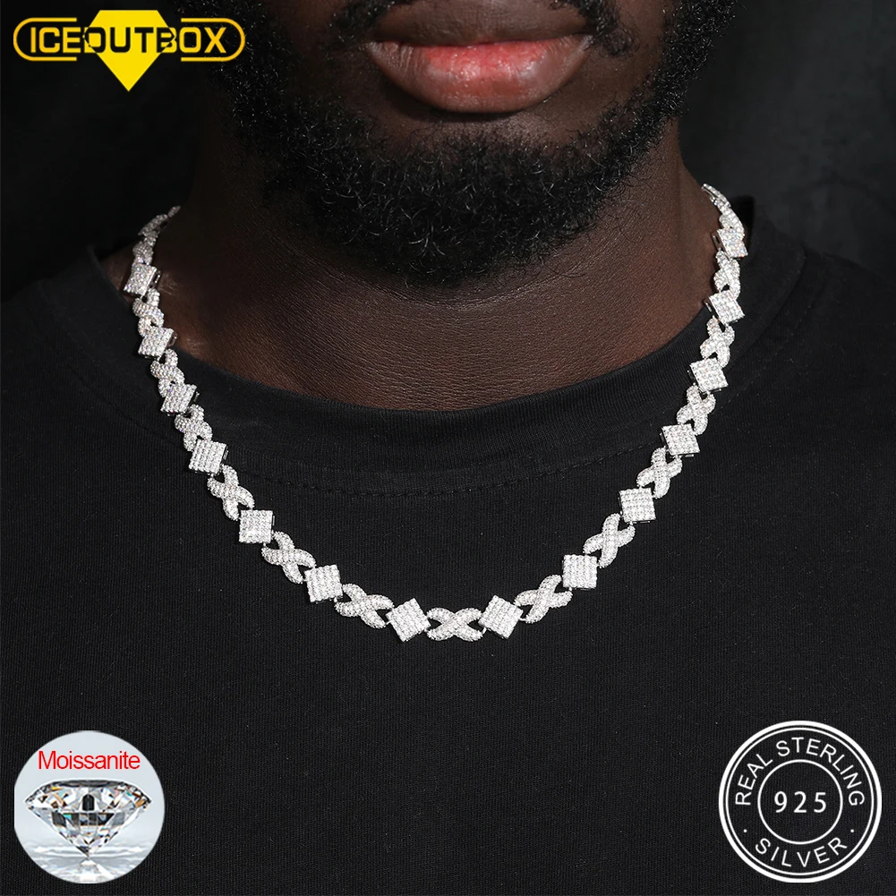 Hip Hop S925 VVS Moissanite Cross Necklace For Men Full Iced Out Cuban Link Chain Sterling Silver Bling Fine Jewelry Christmas