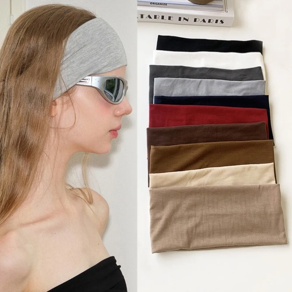 Girl Cotton Wide Headband Soft Fabric Wash Face Casual Headband Solid Color Yoga Headband Yoga