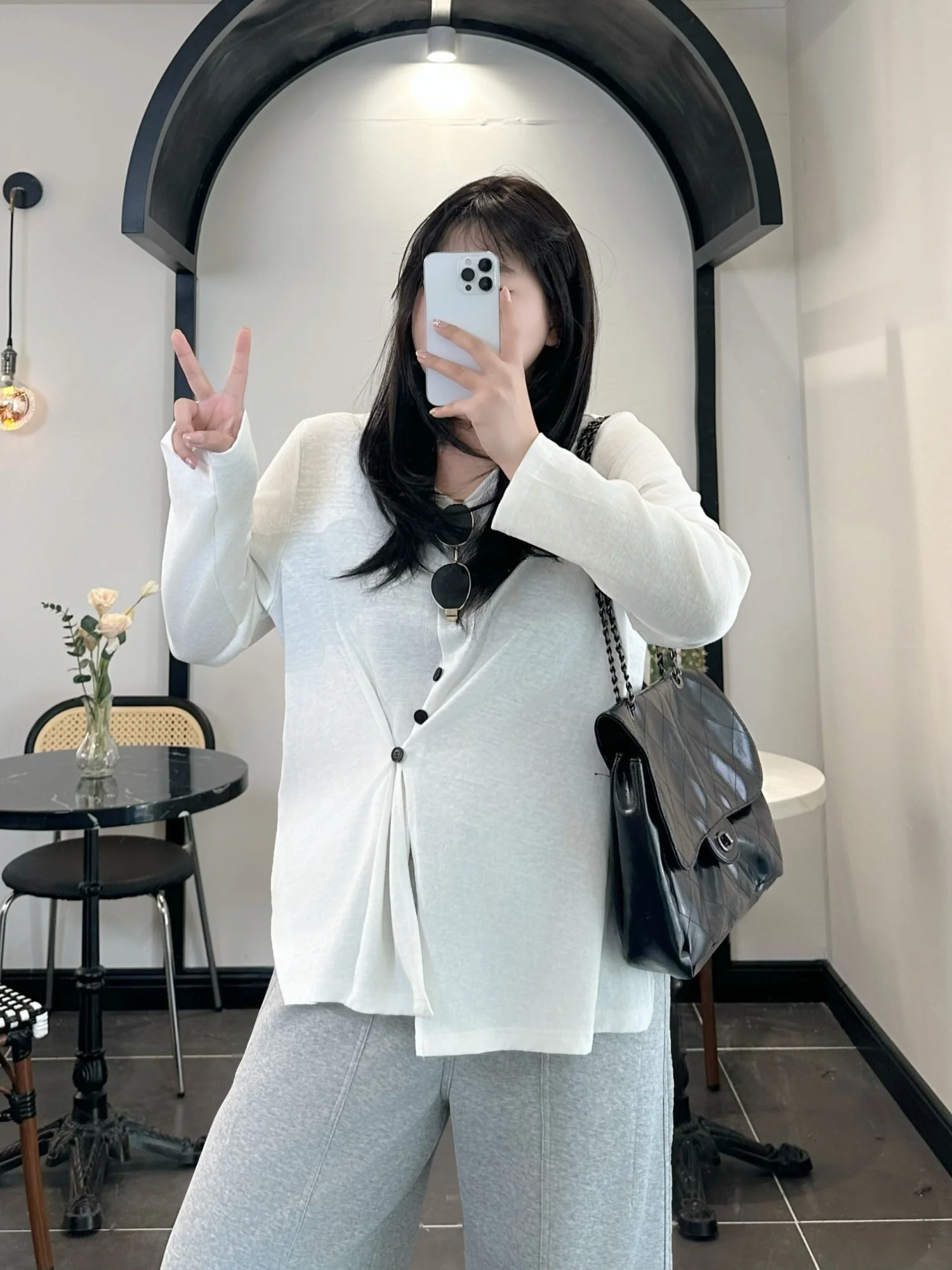 

plus Size Women's Long T-Shirt round Neck Spring New Style Commute Slimming Loose Meat Covering Top Cotton Polyester Blend