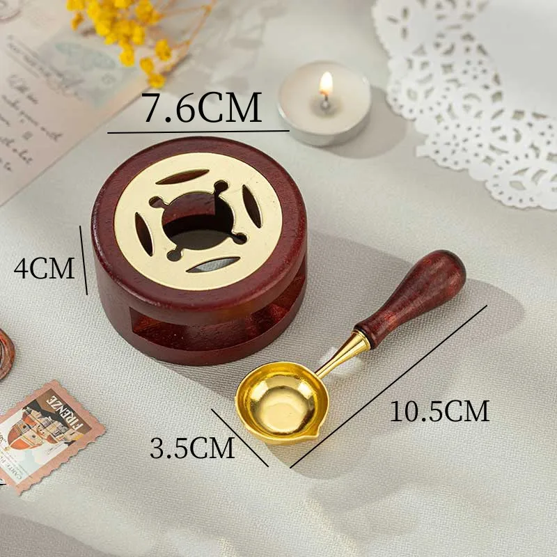 1 Set Of Wax Seal, Solid Wood Wax Melting Furnace With Spoon, Wax Bead Melting Heater, Wax Pot, Bead Rod Heater