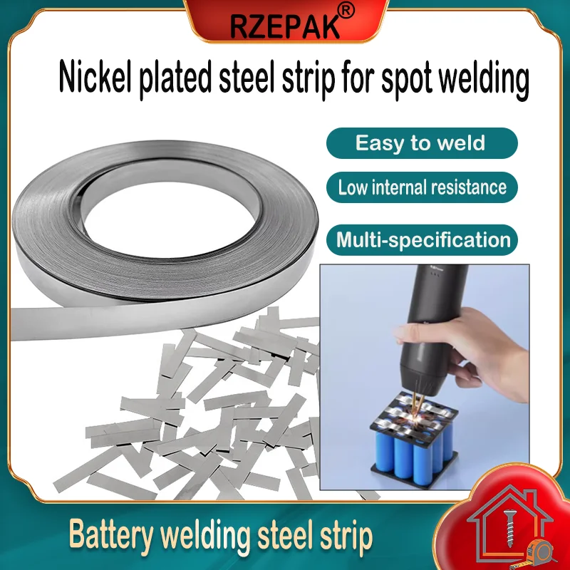 10m/Roll Nickel Plated Spot Welding Strip 0.1-0.2mm - High Conductivity Connector Belt for 18650 21700 Li-ion Battery Pack