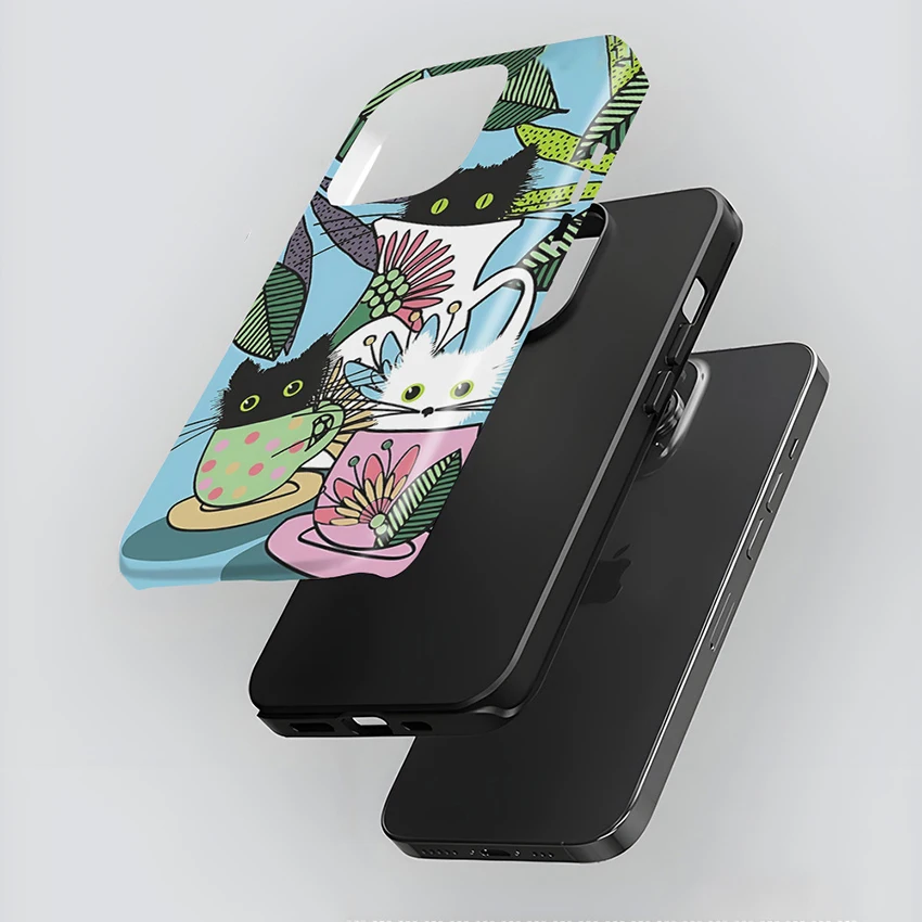 Custodia per telefono gattino colorato per Iphone 17 16 15 14 13 Pro 12 11 Max Plus 16Pro Custodia per telefono a doppio strato Creative 15Pro Cover Shell