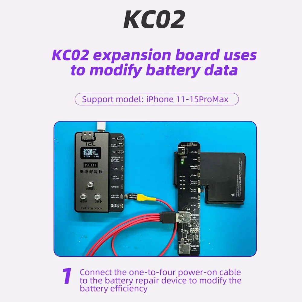 Scheda di espansione della batteria I2C KC02 non è necessario un cavo esterno per iPhone 11-15PM modificato automaticamente 100% strumenti di efficienza della batteria
