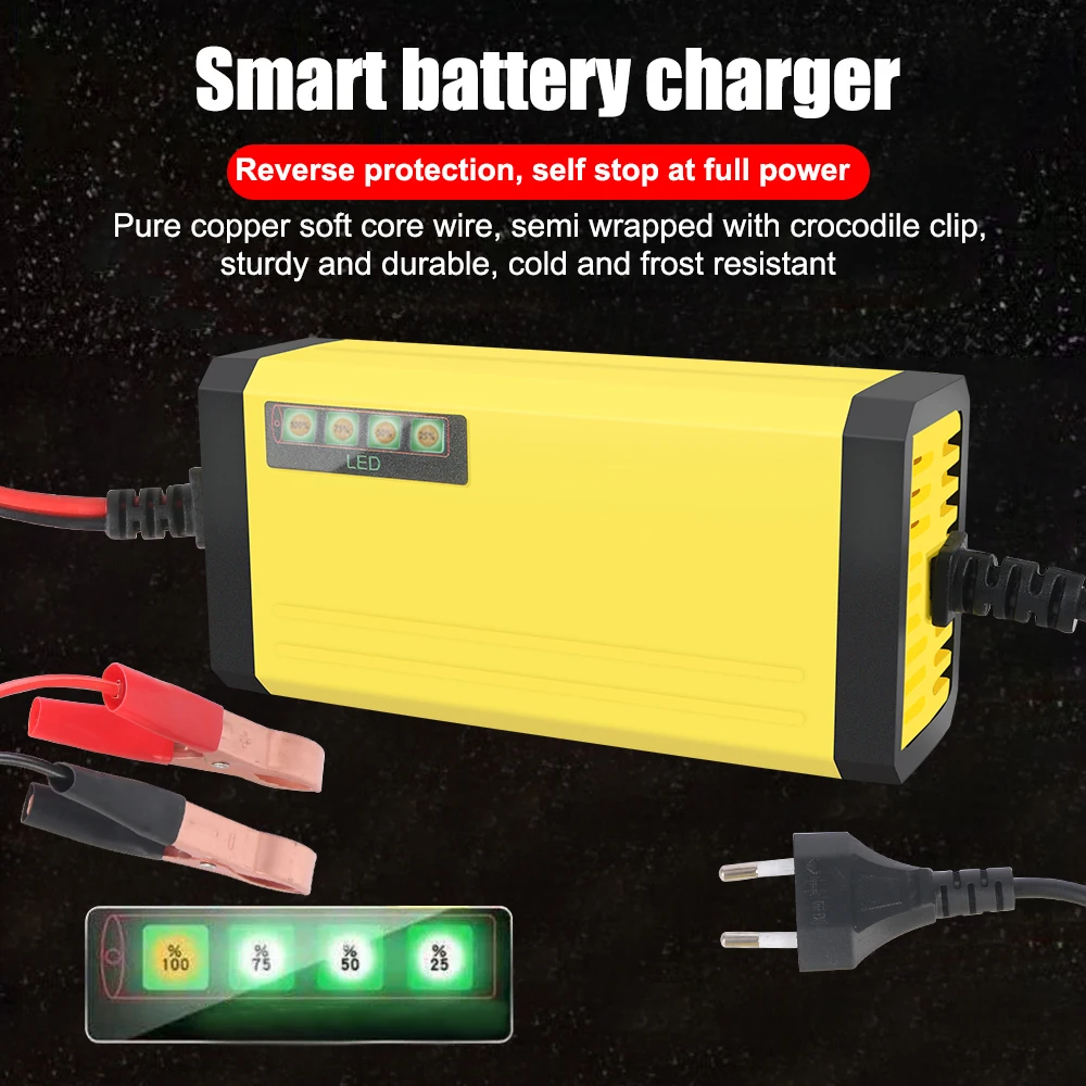 เครื่องชาร์จแบตเตอรี่รถยนต์28W 2A 12V 110V-220V ปลั๊ก EU อัจฉริยะซ่อมชีพจรสำหรับแบตเตอรี่ตะกั่วกรดอุปกรณ์เสริมรถจักรยานยนต์