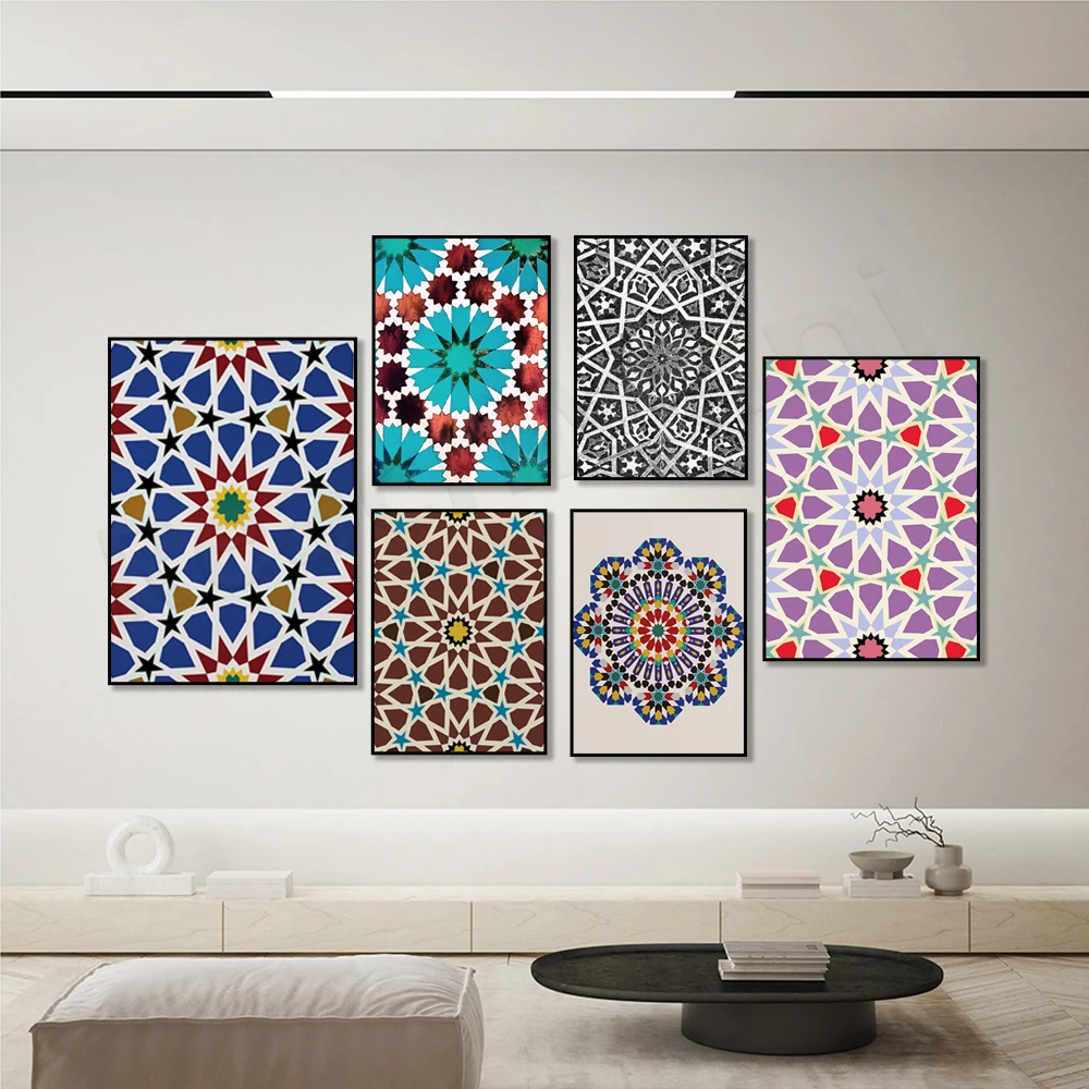 

Oriental, Islamic Motifs, Zellige, Islamic Mosaic, Mosque Tile, Moroccan Motifs, Marrakech Alhambra Color Poster Home Decor