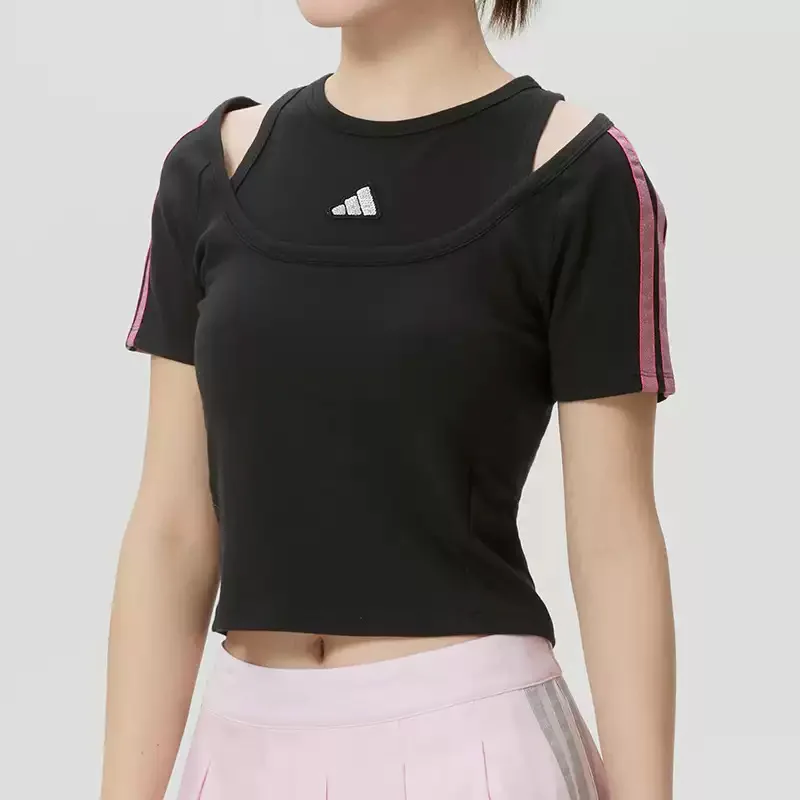 Adidas short-sleeved T-shirt for women, summer fitness, yoga and dance training clothing, short-sleeved top KS2890
