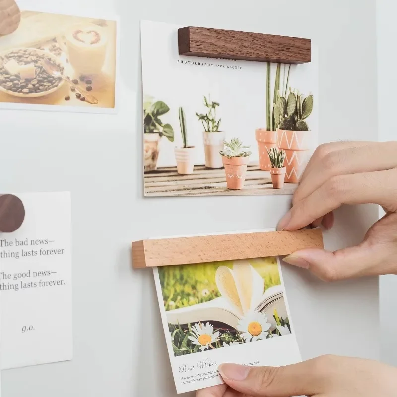 Magnetic refrigerator magnet message board magnetic decoration solid wood simple creative Japanese handmade literary home