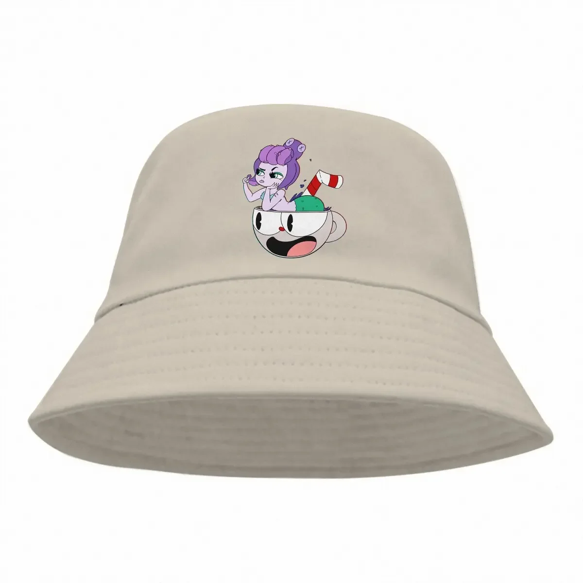 Cala Maria Is In The Cup Unisex Bucket Hats Cuphead Chalice Game Hip Hop Fishing Sun Cap Fashion Style Designed