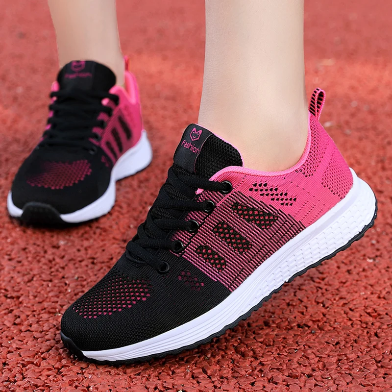 Women Casual Shoes Fashion Breathable Walking Mesh Flat Shoes Sneakers Women Running Gym Vulcanized Shoes White Female Footwear view 4