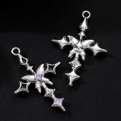 5pcs New Cross Enamel Pendants Sweet Cool Style Lava Sensation Religious Lucky Charms For Making Handmade DIY Jewelry Accessorie