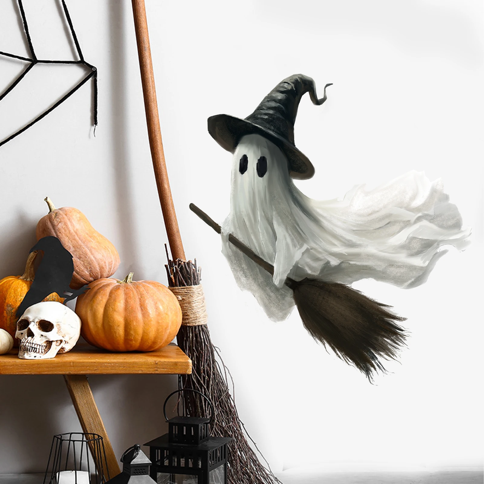 Multi Style Cute Spooky Ghost Combo Wall Sticker Removable Waterproof Wall Decal Halloween Decoration for Party Home Ornament