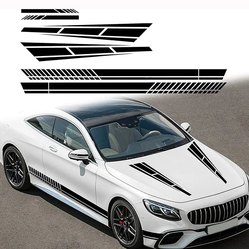 

6-piece set of car stickers DIY car body stickers on both sides of the race stripes decorative door hood car garland