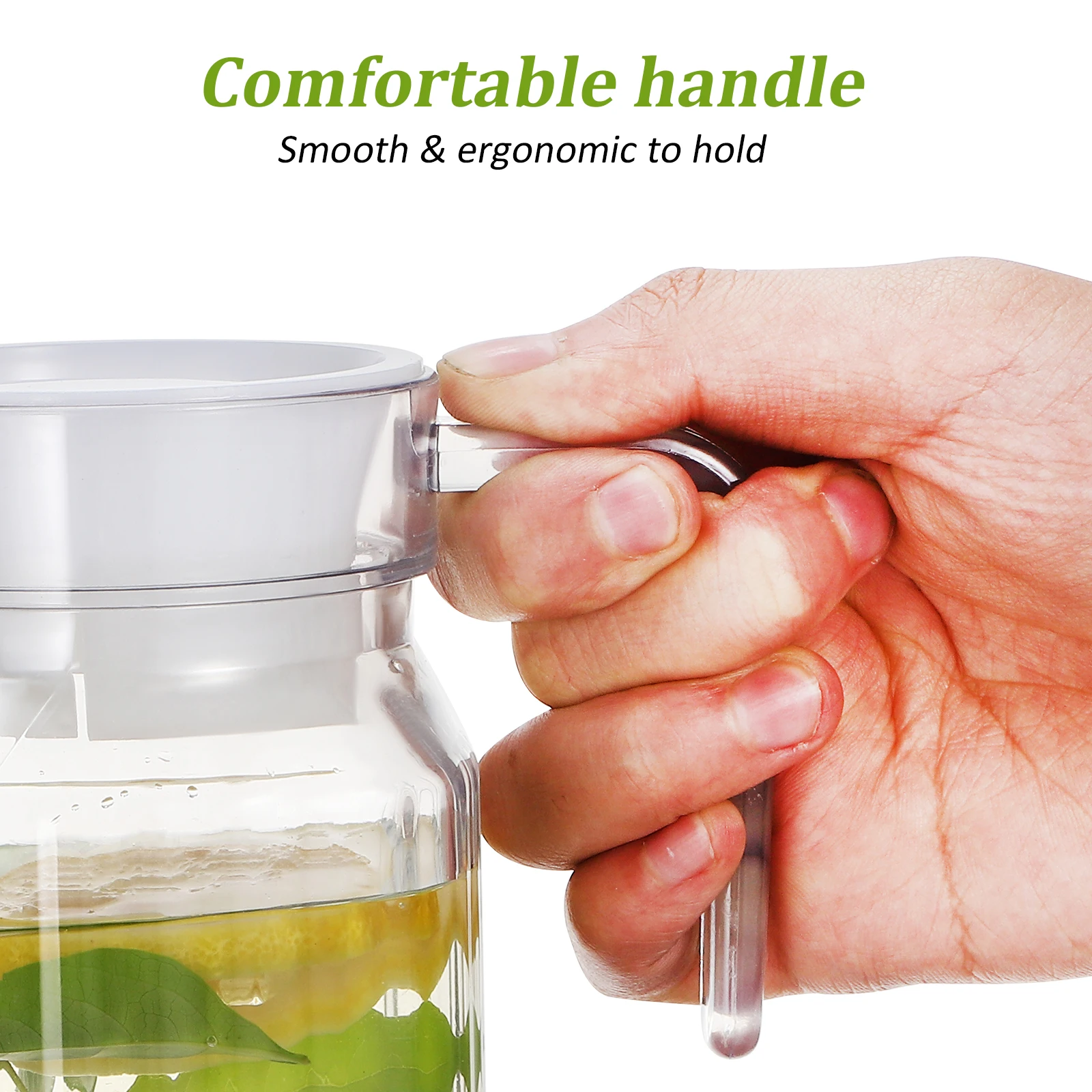 Jarra de agua de gran capacidad con tapas para té, zumo, café, bebidas frías, uso doméstico, mango ergonómico, boquilla a prueba de derrames, 2 uds.