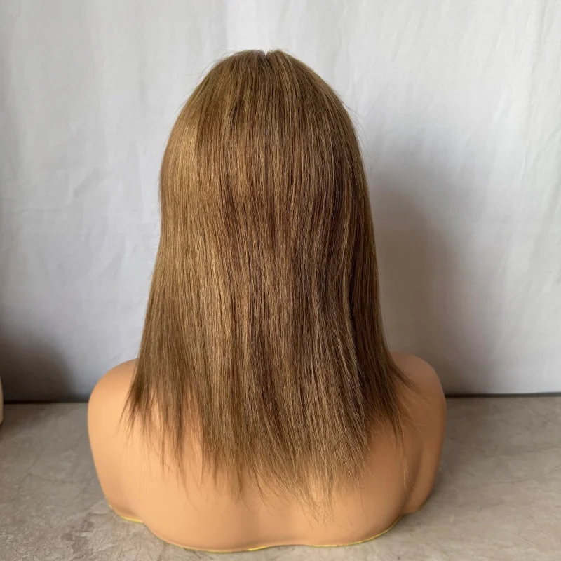 باروكات طبيعية 100% شعر مستعار أشقر عسلي شعر بشري # 27 بوب شعر مستعار شعر الإنسان غلويليس شفاف 13x1 T جزء الدانتيل الباروكات للنساء