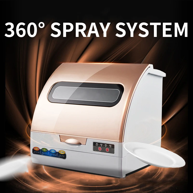 Mesin Pencuci Piring 800W Desktop Rumah Sterilisasi dan Pembersihan Sepenuhnya Otomatis Mesin Pencuci Piring Mini Terintegrasi 220V 50Hz