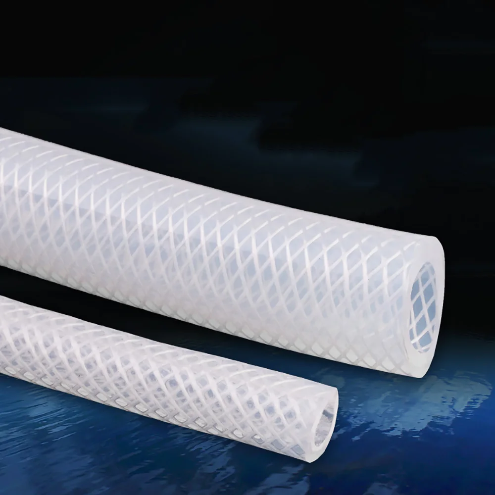 New Thickening Silicone Hose Tube Food Grade Braided Fibre Hoses ID 4mm to 19mm Liquid Transport Pharmaceutical Food Processing