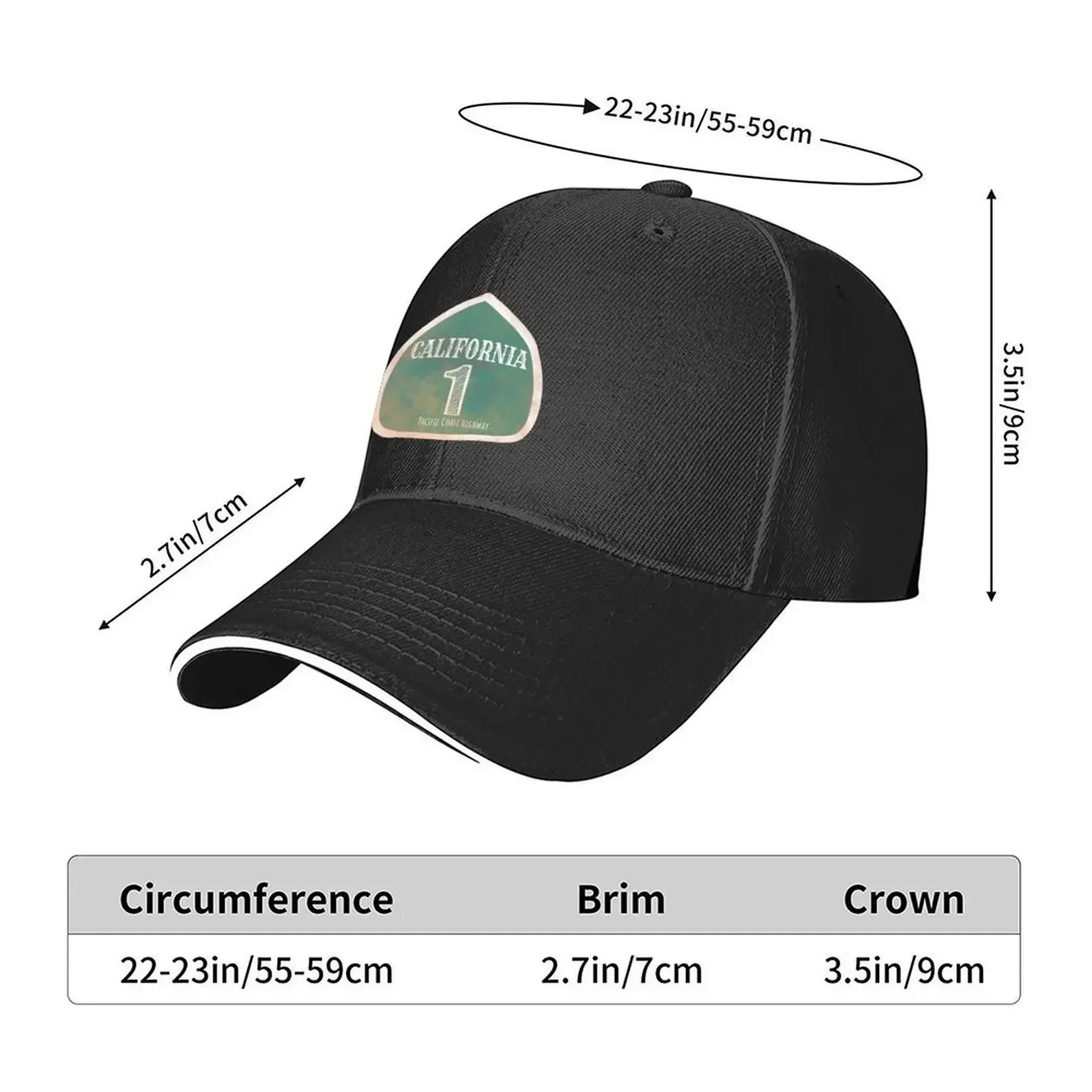 New Pacific Coast Highway 1 Road Sign Baseball Cap Tactical Cap Hat Beach New Hat Luxury Man Cap Women's Men's