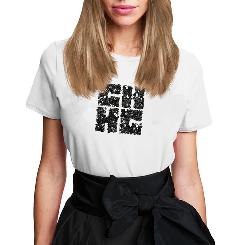 Imagen 2 del producto 2025 nuevas camisetas de mujer de manga corta con cuello redondo, camisetas informales de algodón con diseño de lentejuelas y temperamento para mujer, camisetas de verano para mujer