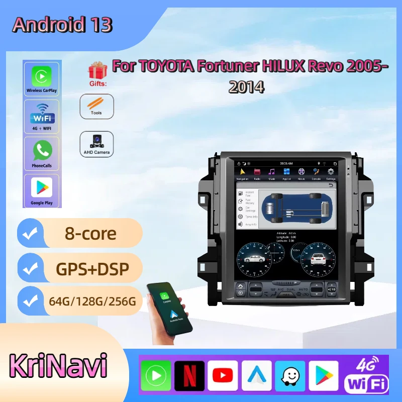 

Android 13.0 Vertical Screen Qualcomm For Toyota Land Cruiser Prado 2002-2009 Car Radio Multimedia Player GPS CarPlay Head Unit