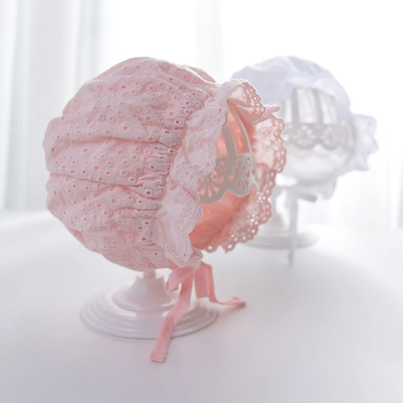 

Кружевная шляпа принцессы с рюшами, детский головной убор, тонкий хлопковый пуловер на весну и лето, кепка для новорожденных 0-8 месяцев, реквизит для фотосессии