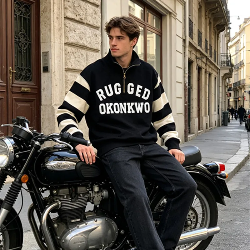 sweat-a-capuche-de-motard-raye-epais-okonkwo-avec-col-a-revers-demi-zip-sur-la-poitrine-col-montant-pull-over-pour-sports-de-plein-air