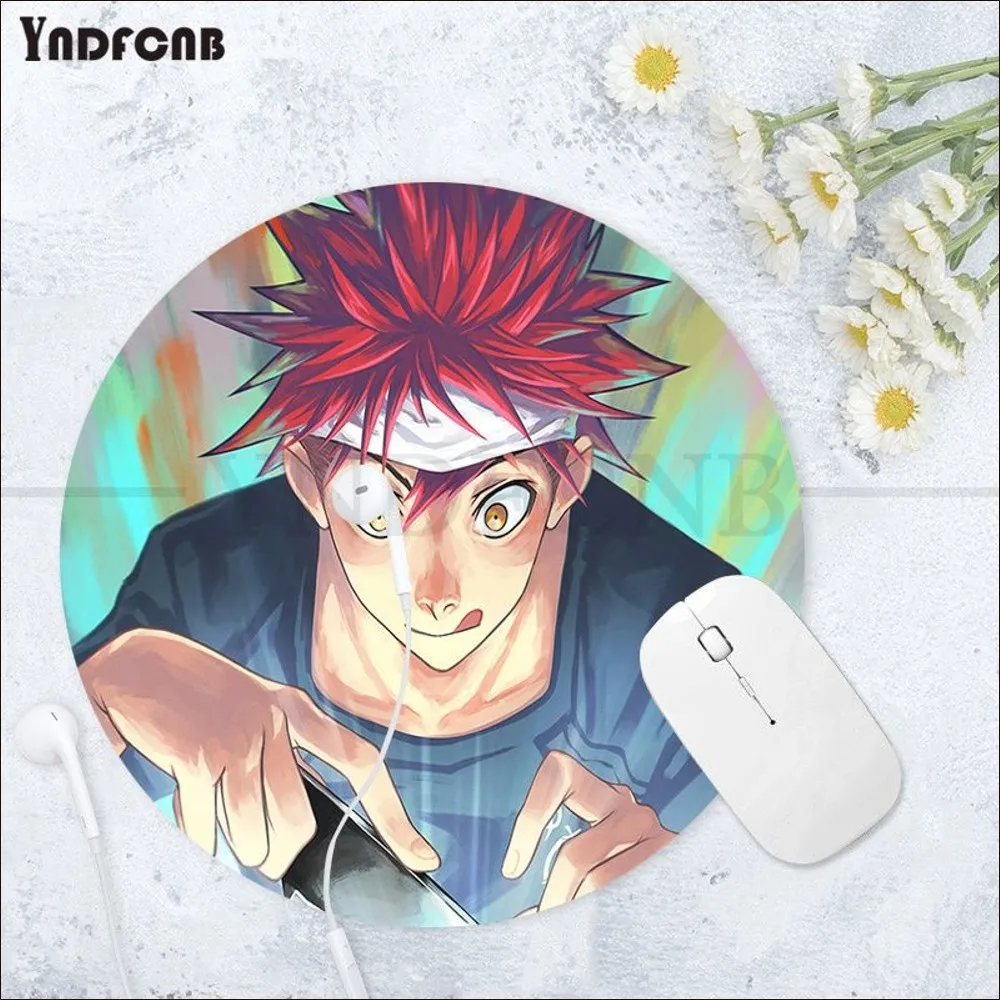 YNDFCNB Food Wars Round Custom Skin Desktop Desk Mat Kawaii Gaming Accessories Students Writing Pad Mouse Pad for Mouse Carpet