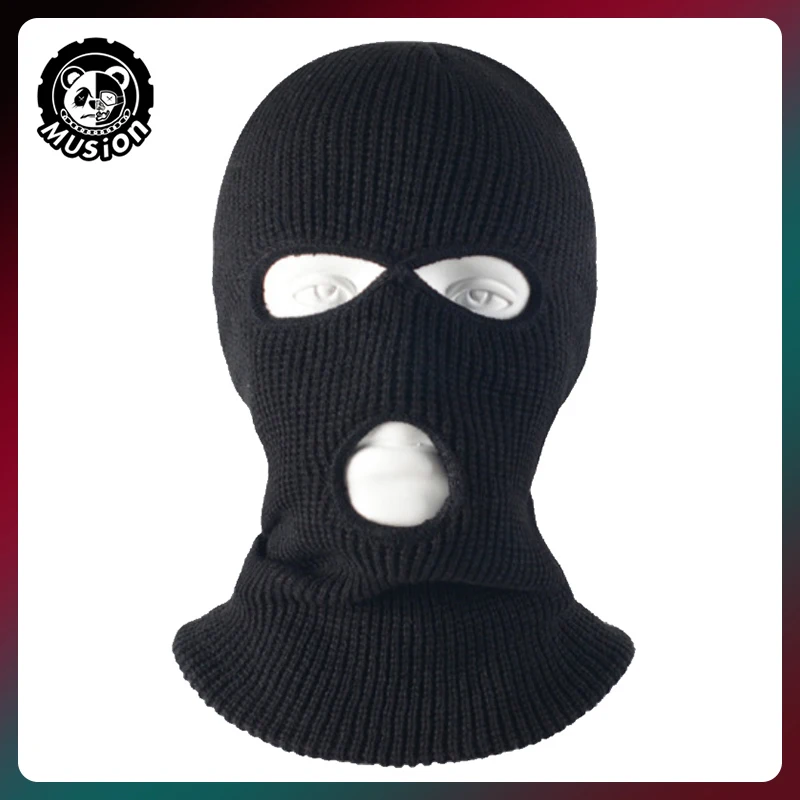 1pc Musion Balaclava 3-Hole Ninja Riding Mask Windproof  Warm  Fashionable  Elastic Design  Riding Motorcycles Camping Role-Play