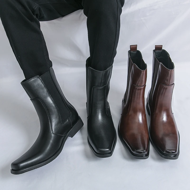 أحذية رجالية كاجوال على طراز الأعمال الكلاسيكي فستان الحفلات 38-46 للخريف والشتاء أحذية جلدية عالية الجودة جديدة مقاس كبير #1