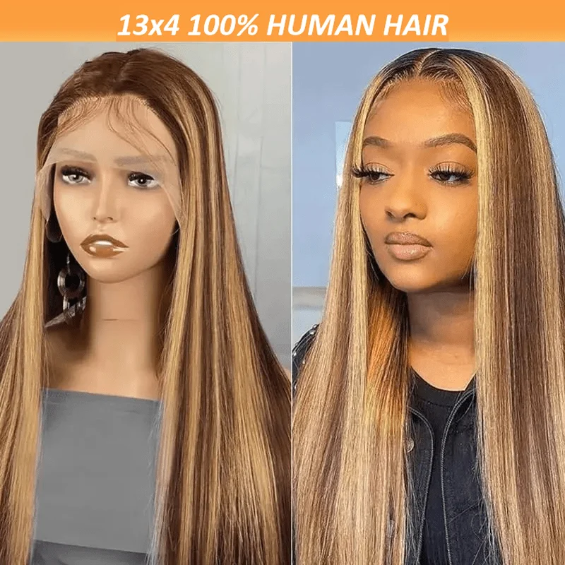 

13x6 Highlight Straight Human Hair 100% hd Lace Frontal Wig For Women Choice Brazilian Cheap Wigs cheap wigs on clearance sale